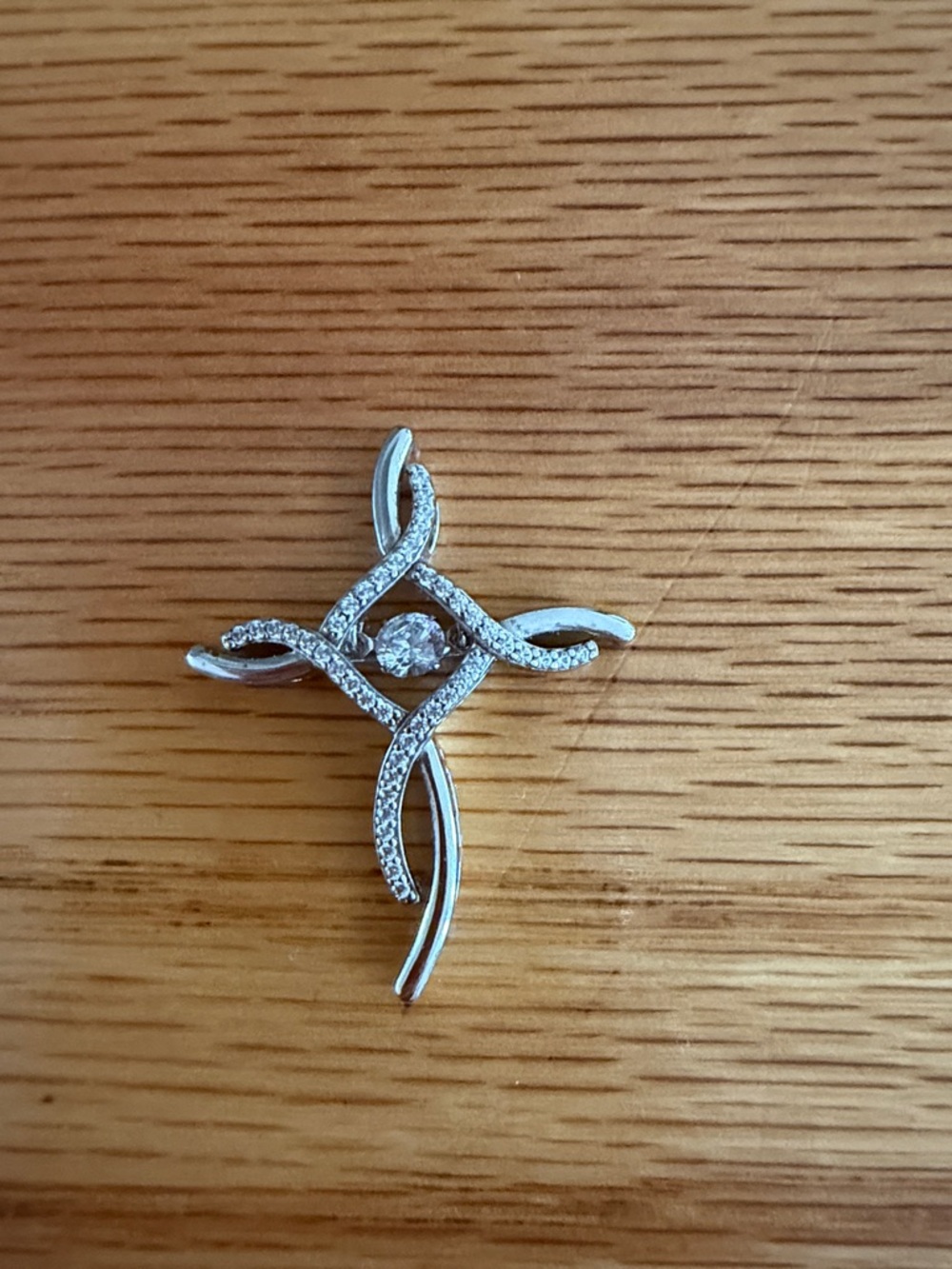 Silver Crystal Cross Pendant